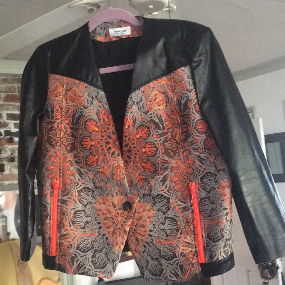 Helmut Lang leather & woven jacket